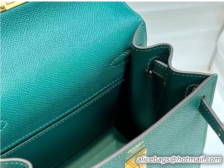 Famous Brand Hermes Kelly 20cm Shoulder Bags Epsom KL2750 Lake green&gold