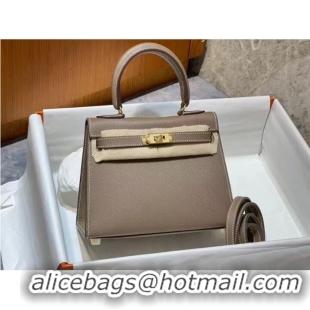 Sophisticated Hermes Kelly 20cm Shoulder Bags Epsom KL2750 gray&gold