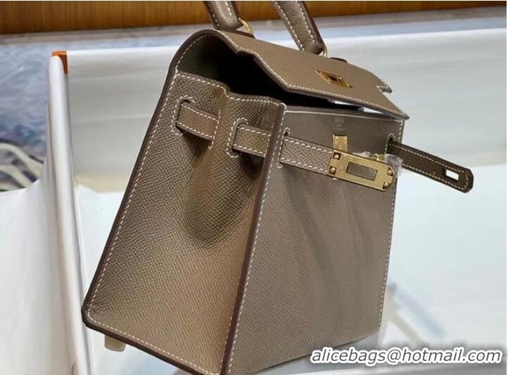 Sophisticated Hermes Kelly 20cm Shoulder Bags Epsom KL2750 gray&gold