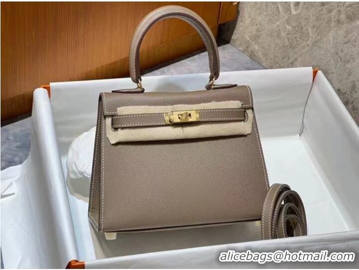 Sophisticated Hermes Kelly 20cm Shoulder Bags Epsom KL2750 gray&gold