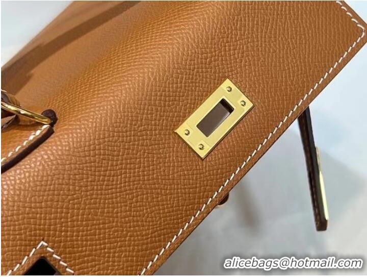 Super Quality Hermes Kelly 20cm Shoulder Bags Epsom KL2750 brown&gold