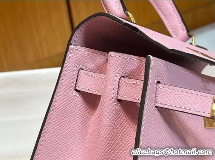 Good Quality Hermes Kelly 20cm Shoulder Bags Epsom KL2750 light pink&gold