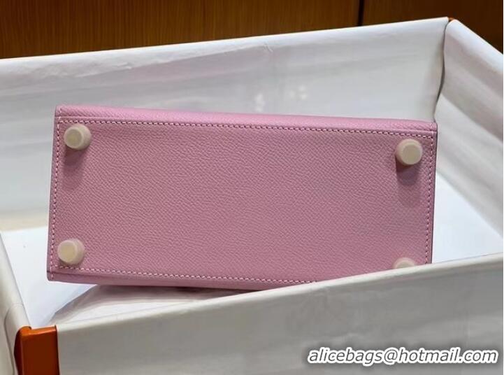 Good Quality Hermes Kelly 20cm Shoulder Bags Epsom KL2750 light pink&gold