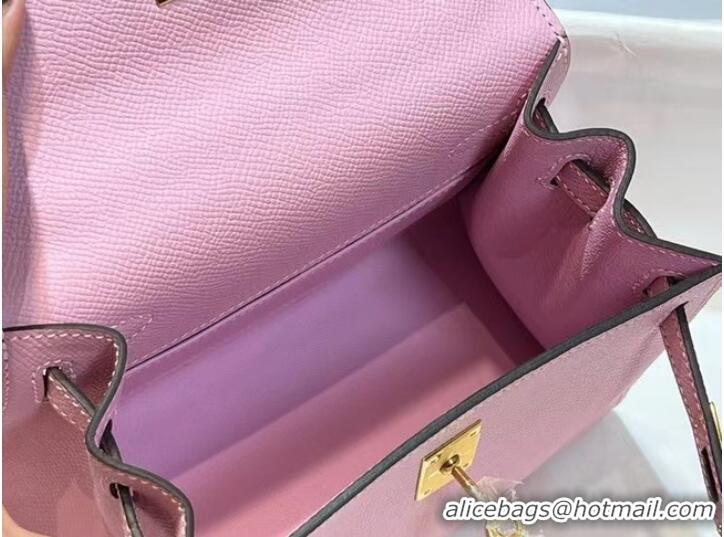 Good Quality Hermes Kelly 20cm Shoulder Bags Epsom KL2750 light pink&gold