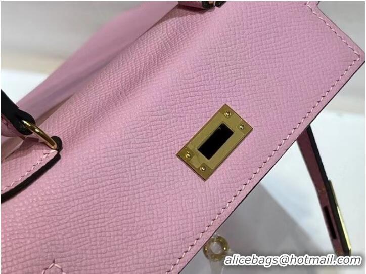 Good Quality Hermes Kelly 20cm Shoulder Bags Epsom KL2750 light pink&gold