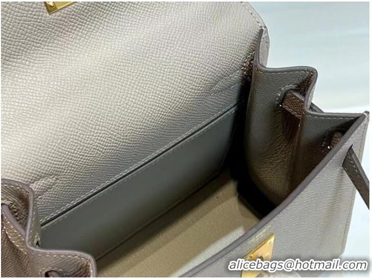 Unique Discount Hermes Kelly 20cm Shoulder Bags Epsom KL2750 light gray&gold