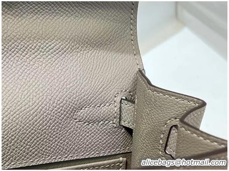 Unique Discount Hermes Kelly 20cm Shoulder Bags Epsom KL2750 light gray&gold