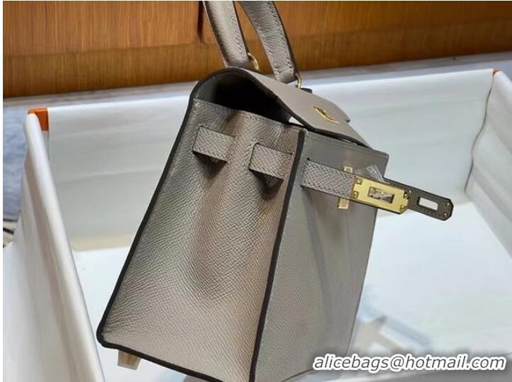 Unique Discount Hermes Kelly 20cm Shoulder Bags Epsom KL2750 light gray&gold