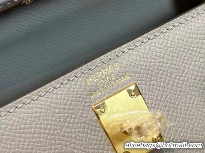 Unique Discount Hermes Kelly 20cm Shoulder Bags Epsom KL2750 light gray&gold