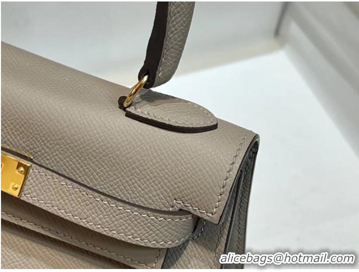 Unique Discount Hermes Kelly 20cm Shoulder Bags Epsom KL2750 light gray&gold