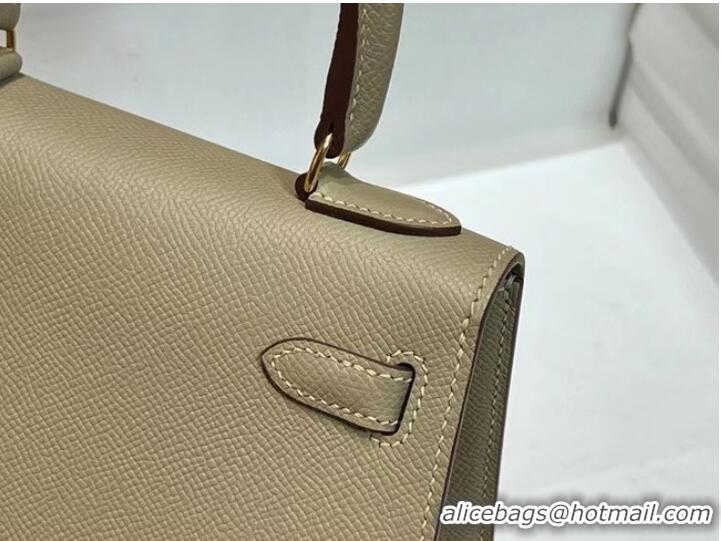 Top Quality Hermes Kelly 20cm Shoulder Bags Epsom KL2750 Pearl grey&gold