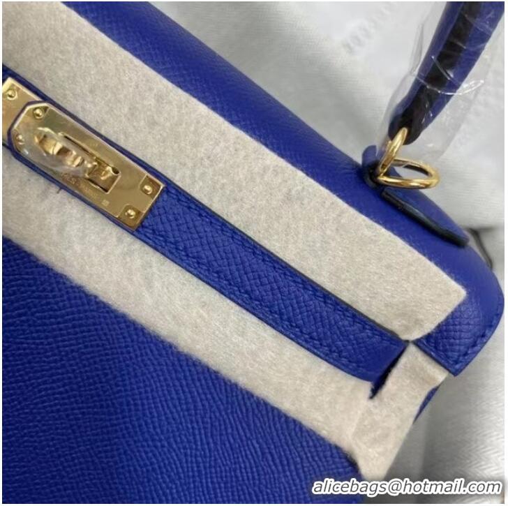 Most Popular Hermes Kelly 25cm Shoulder Bags Epsom KL2755 Electrooptic blue&gold