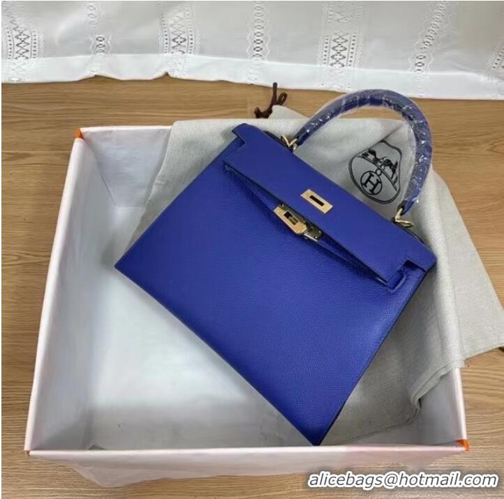 Most Popular Hermes Kelly 25cm Shoulder Bags Epsom KL2755 Electrooptic blue&gold