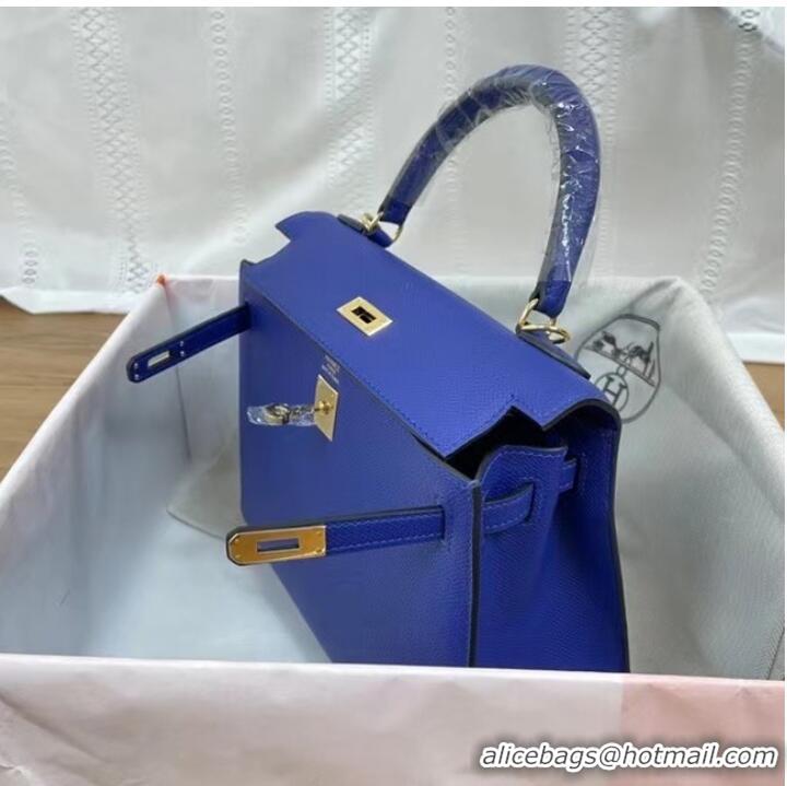 Most Popular Hermes Kelly 25cm Shoulder Bags Epsom KL2755 Electrooptic blue&gold