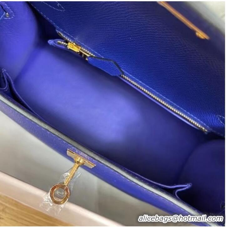 Most Popular Hermes Kelly 25cm Shoulder Bags Epsom KL2755 Electrooptic blue&gold