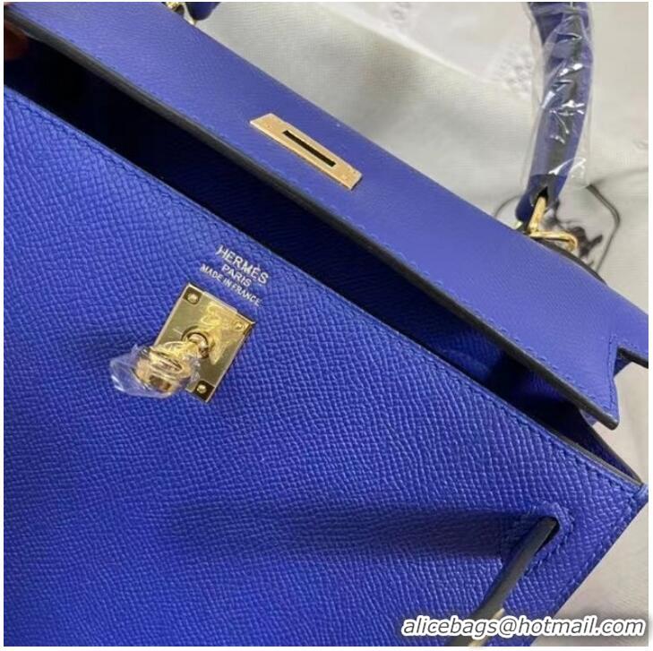 Most Popular Hermes Kelly 25cm Shoulder Bags Epsom KL2755 Electrooptic blue&gold