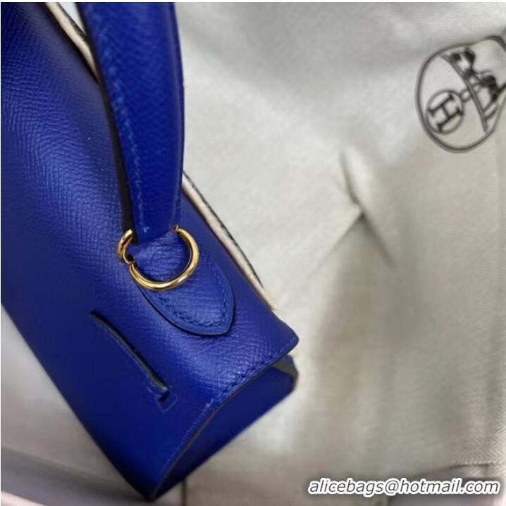 Most Popular Hermes Kelly 25cm Shoulder Bags Epsom KL2755 Electrooptic blue&gold