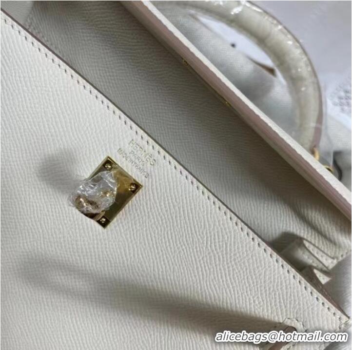 Shop Fashion Hermes Kelly 25cm Shoulder Bags Epsom KL2755 white&gold