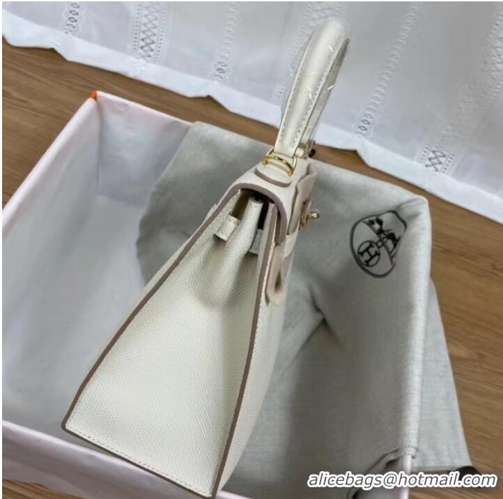 Shop Fashion Hermes Kelly 25cm Shoulder Bags Epsom KL2755 white&gold