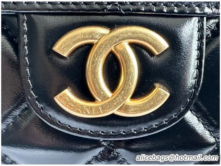 Trendy Design CHANEL 2023 HANDBAG Shiny Calfskin AS3609 Black & gold-Tone Metal