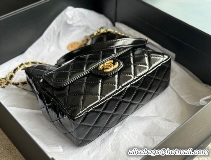 Trendy Design CHANEL 2023 HANDBAG Shiny Calfskin AS3609 Black & gold-Tone Metal