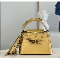 Promotional Louis Vuitton crocodile skin CAPUCINES MINI M48865 gold