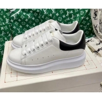 Discount Alexander McQueen Oversized Sneakers in Silky Calfskin White/Black 072343