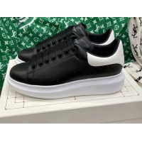 Stylish Alexander McQueen Oversized Sneakers in Silky Calfskin Black/White 072344