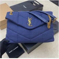 Trendy Design SAINT LAURENT LOULOU LARGE CHAIN BAG IN CANVAS 577475 BLUE