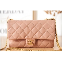 Good Product CHANEL FLAP BAG Lambskin & Gold-Tone Metal AS3609 pink