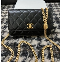 Promotional Chanel WALLET ON CHAIN Lambskin & Gold-Tone Metal AP3043 black