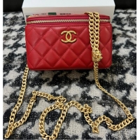 Famous Brand CHANEL VANITY WITH CHAIN 68106 red