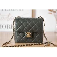 Pretty Style Chanel Lambskin MINI FLAP BAG AS3647 blackish green