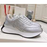 Good Looking Alexander McQueen Spring Calf Leather Sneakers Silver 090973