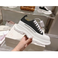 Good Looking Alexander McQueen Tread Slick Canvas Lace Up Sneakers White/Black 090985