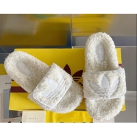 Top Grade adidas x Gucci Terry Wool Platform Sandals White 081311