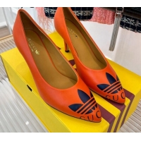 Unique Style adidas x Gucci Leather Trefoil High Heel Pumps 8.5cm Orange 082581