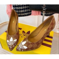 Cheap Price adidas x Gucci GG Canvas Trefoil High Heel Pumps 8.5cm Beige 082583