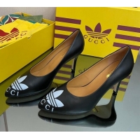 Pretty Style adidas x Gucci Leather Trefoil High Heel Pumps 8.5cm Black 082594