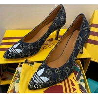 Good Product adidas x Gucci GG Denim Trefoil High Heel Pumps 8.5cm Blue 082595