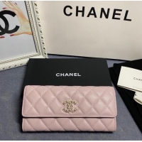 Famous Brand Chanel Calfskin Leather & Gold-Tone Metal AP2740 pink