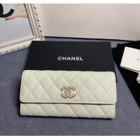 Promotional Chanel Calfskin Leather & Gold-Tone Metal AP2740 white