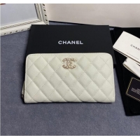 Well Crafted Chanel Calfskin Leather & Gold-Tone Metal AP2739 white