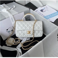 Low Price Chanel MINI FLAP BAG WITH TOP HANDLE AS2431 white