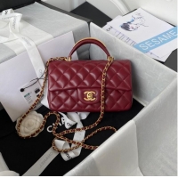 Shop Promotional Chanel MINI FLAP BAG WITH TOP HANDLE AS2431 red