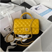 Super Quality Chanel MINI FLAP BAG WITH TOP HANDLE AS2431 yellow