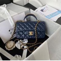 Good Taste Chanel MINI FLAP BAG WITH TOP HANDLE AS2431 dark blue