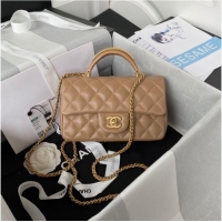 Well Crafted Chanel MINI FLAP BAG WITH TOP HANDLE AS2431 apricot