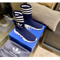 Luxury Discount Balenciaga x Adidas Speed 1.0 Knit Boots 090707 Blue