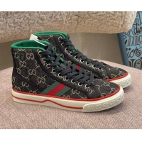 Sophisticated Gucci Tennis 1977 GG High-top Sneakers Black 0802055